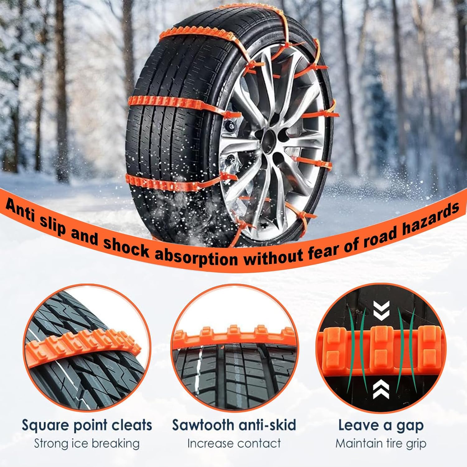 20PCS Universal Anti-Skid Snow Tire Chains for Trucks, SUVs & Sedans - Reusable Winter Emergency Traction