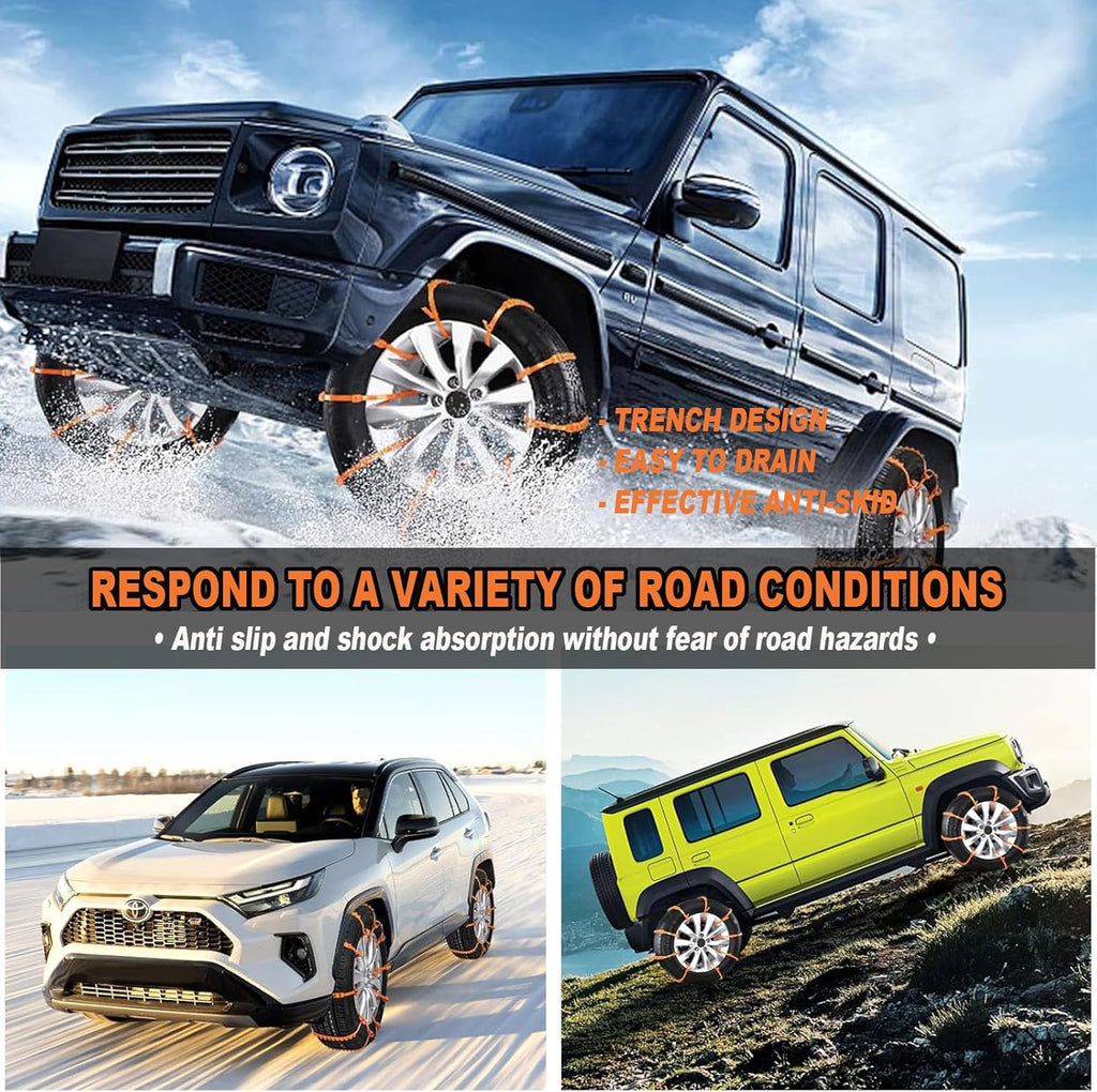 20PCS Universal Anti-Skid Snow Tire Chains for Trucks, SUVs & Sedans - Reusable Winter Emergency Traction