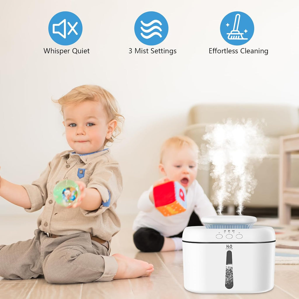2.5L Ultrasonic Humidifier for Large Rooms, 16dB Quiet, Auto Shut-Off, Night Light
