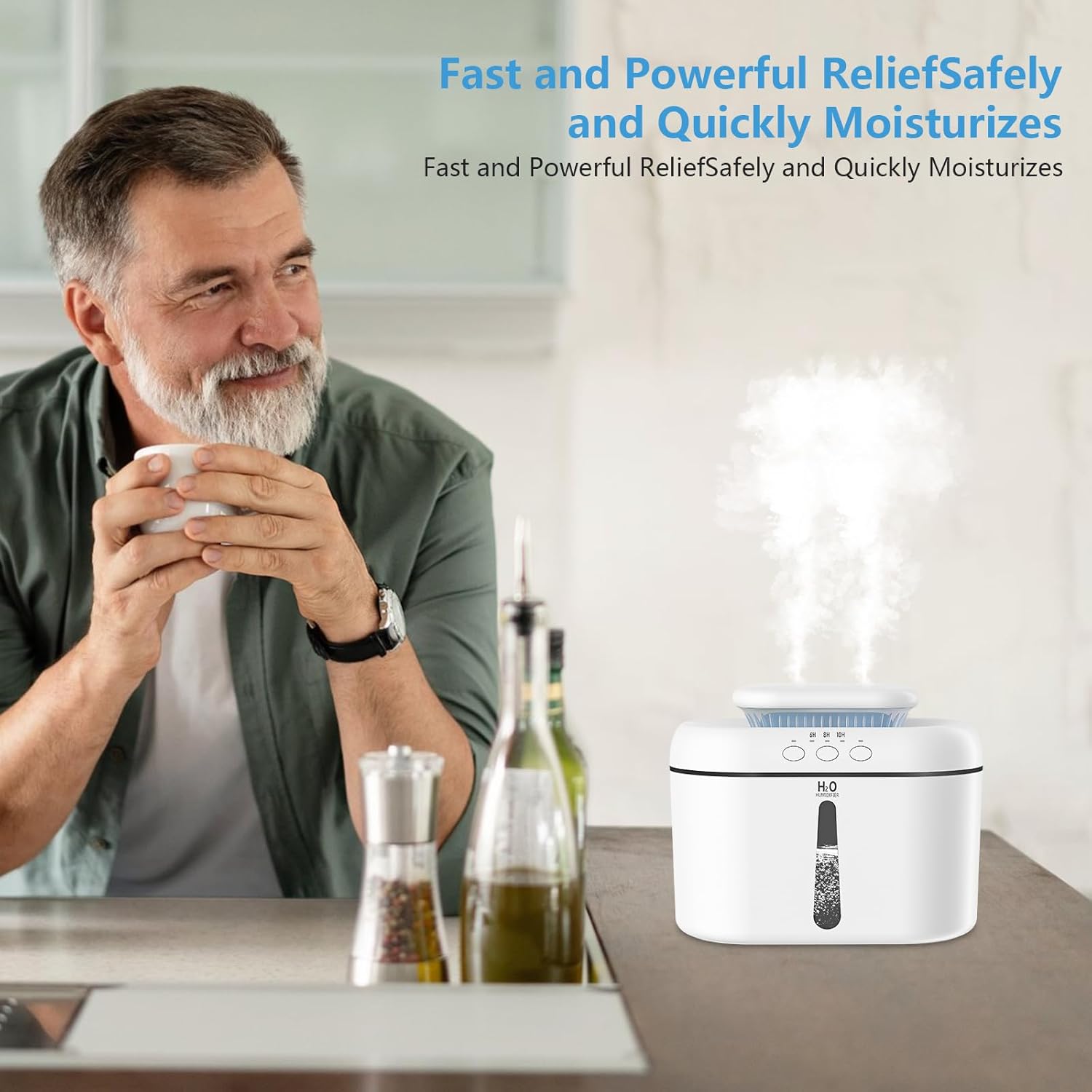 2.5L Ultrasonic Humidifier for Large Rooms, 16dB Quiet, Auto Shut-Off, Night Light