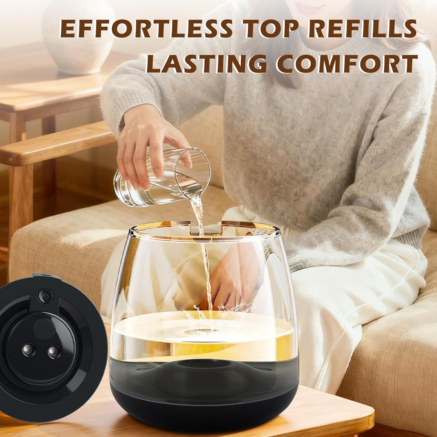 3L Cool Mist Ultrasonic Humidifier with 40H Runtime, 23dB Quiet, Aromatherapy & 7-Color Light