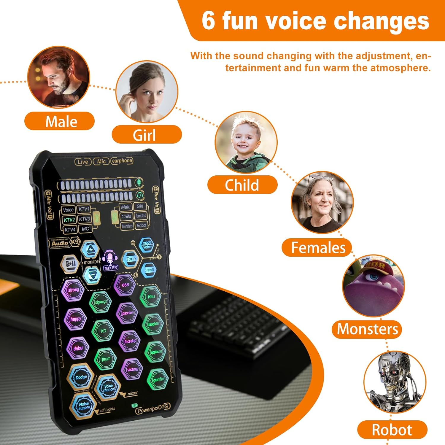 Portable Handheld Sound Card for Live Streaming, Podcasting, Singing & Gaming
