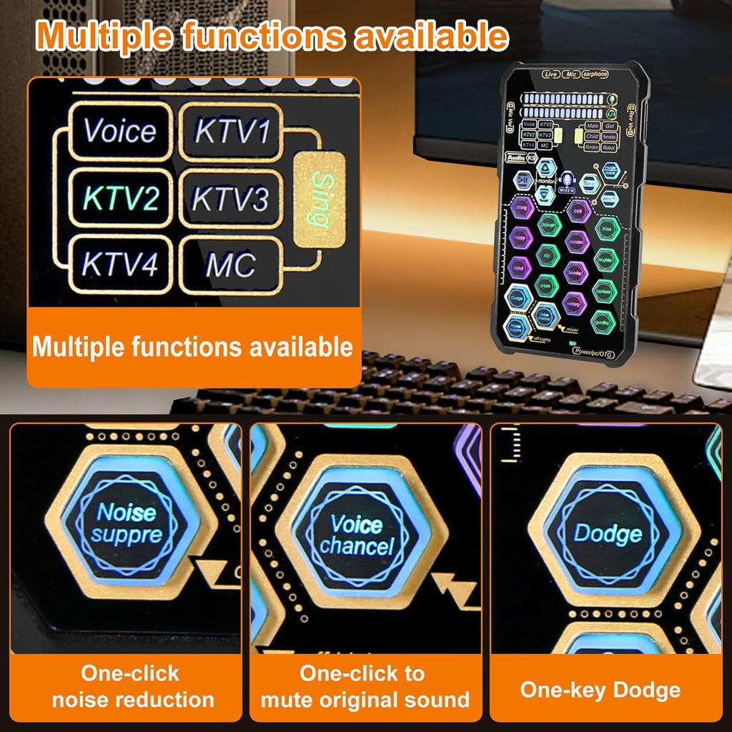 Portable Handheld Sound Card for Live Streaming, Podcasting, Singing & Gaming