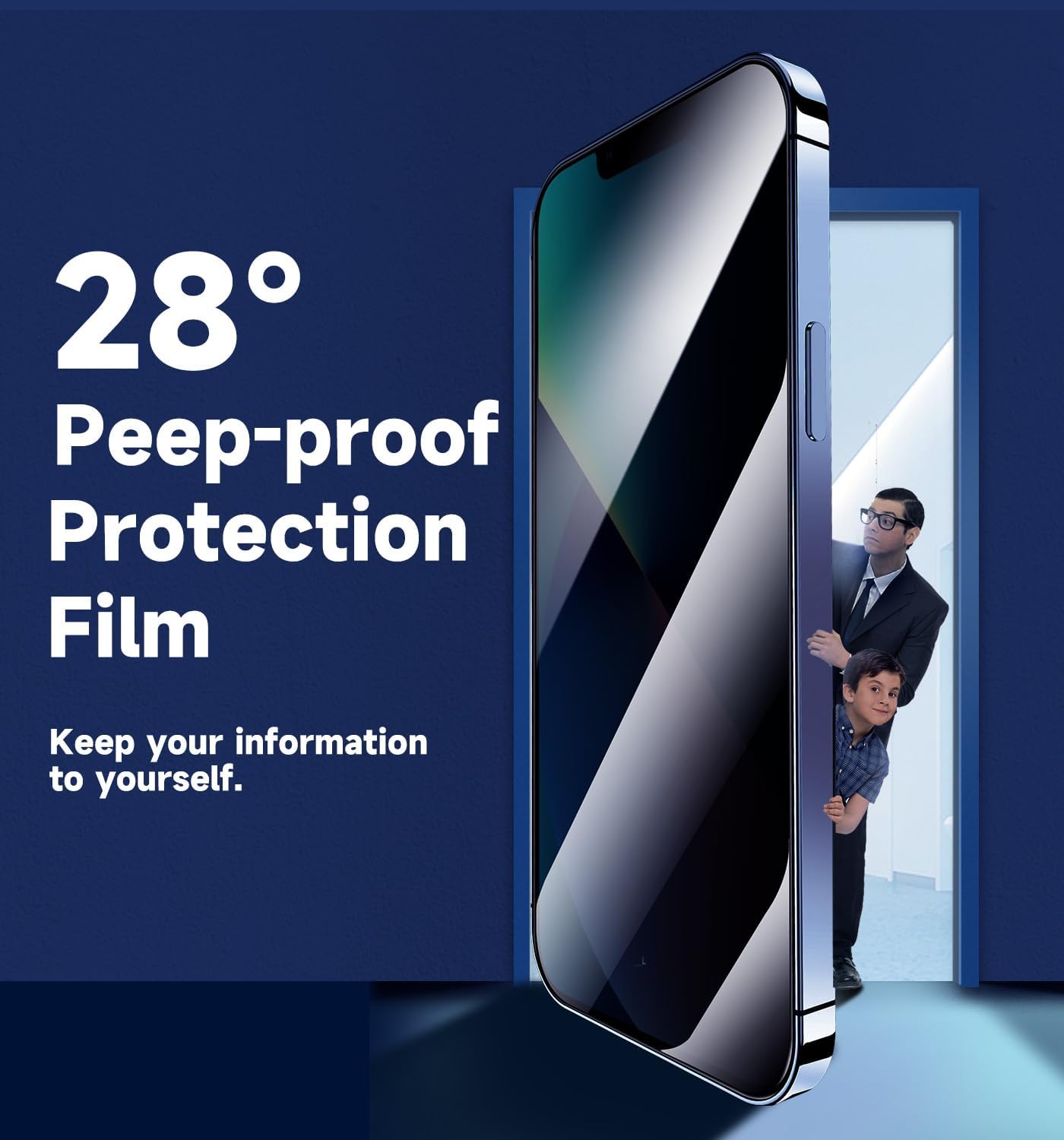 2-Pack Privacy Glass Screen Protector for iPhone 13/13 Pro/14/16e 6.1", Auto Dust Removal, Bubble-Free