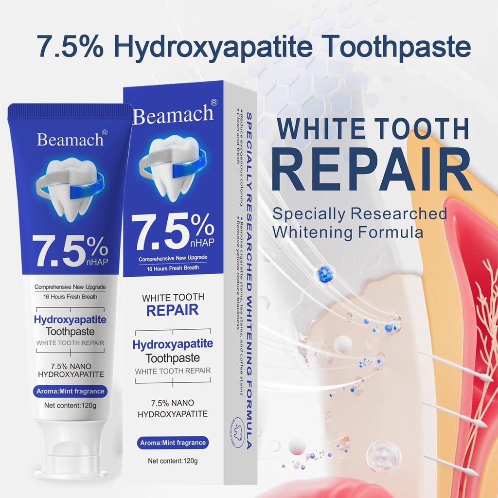 Nano Hydroxyapatite Toothpaste, 7.5% Hydroxyapatite for Enamel Repair & Whitening, Fluoride-Free, Gentle Mint