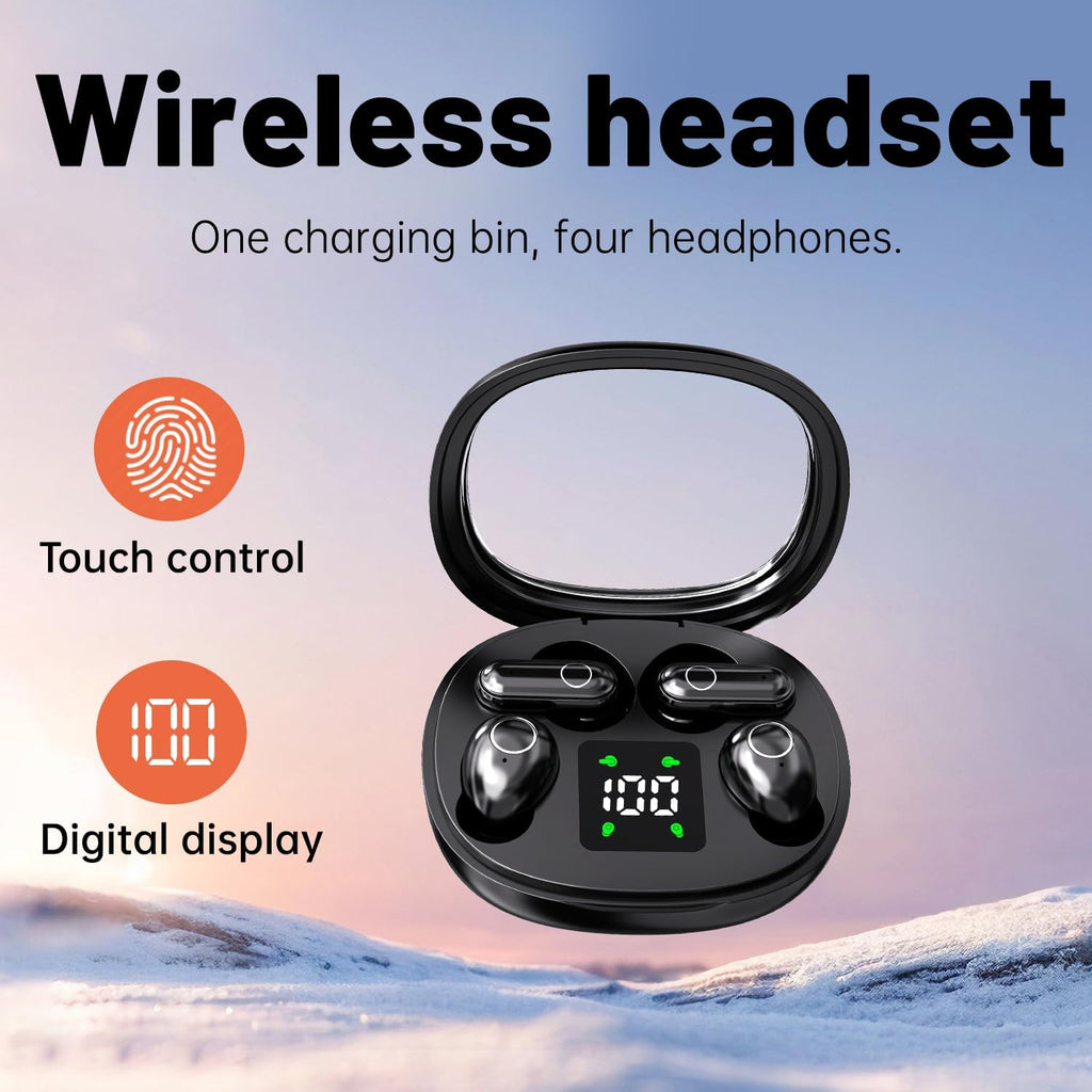 2-Pair Wireless Bluetooth Earbuds Set, Ultra-Slim Sleep & Short-Handle Sport Earphones