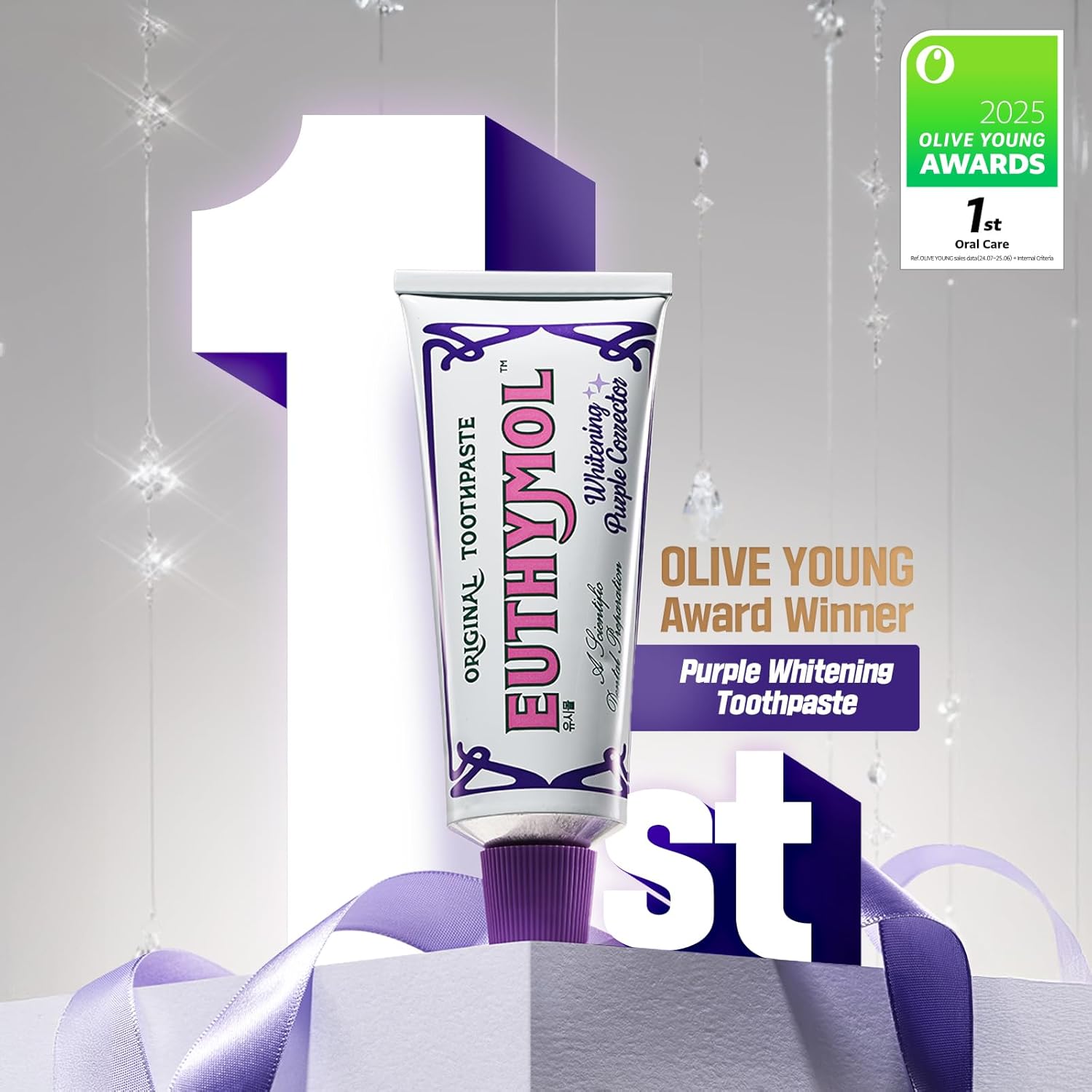 Purple Whitening Toothpaste for Yellow & Sensitive Teeth | Instant Brightening, 24H Stain Defense