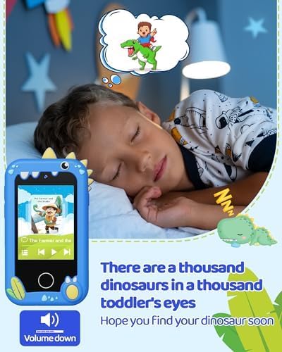 Kids Smart Phone Toy with Touchscreen, Dual Camera & Learning Games for Ages 3-8, Blue