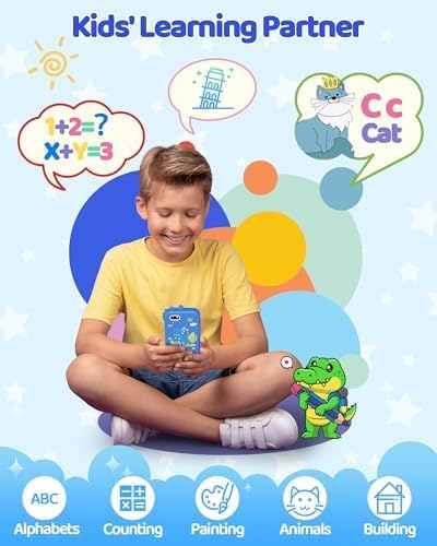 Kids Smart Phone Toy with Touchscreen, Dual Camera & Learning Games for Ages 3-8, Blue