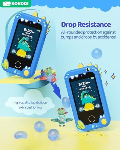 Kids Smart Phone Toy with Touchscreen, Dual Camera & Learning Games for Ages 3-8, Blue