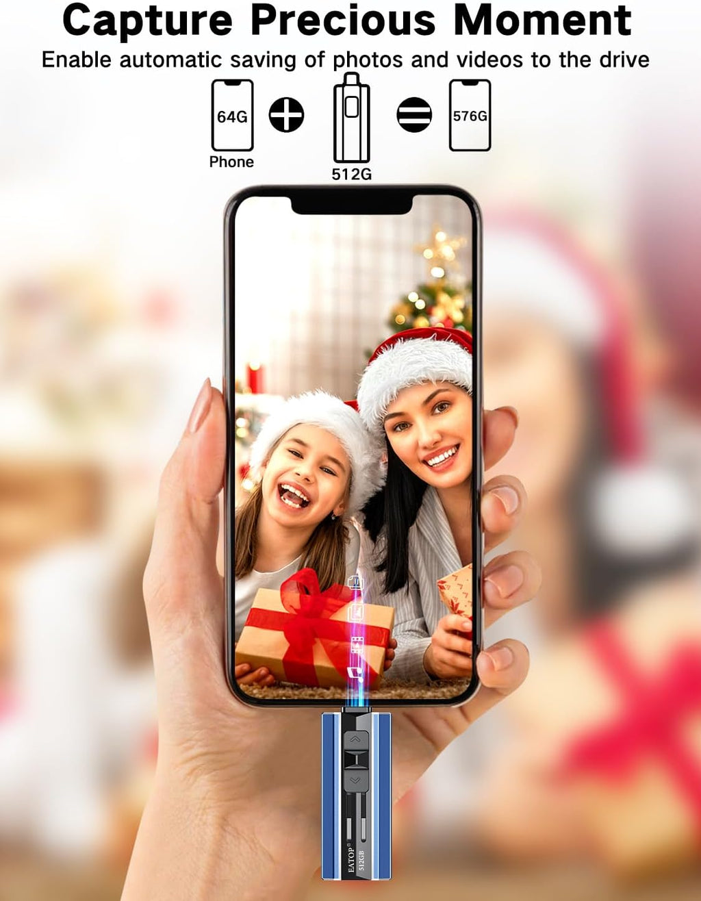 512GB 3-in-1 Flash Drive for iPhone iPad Android PC, Plug and Play Photo Video Storage
