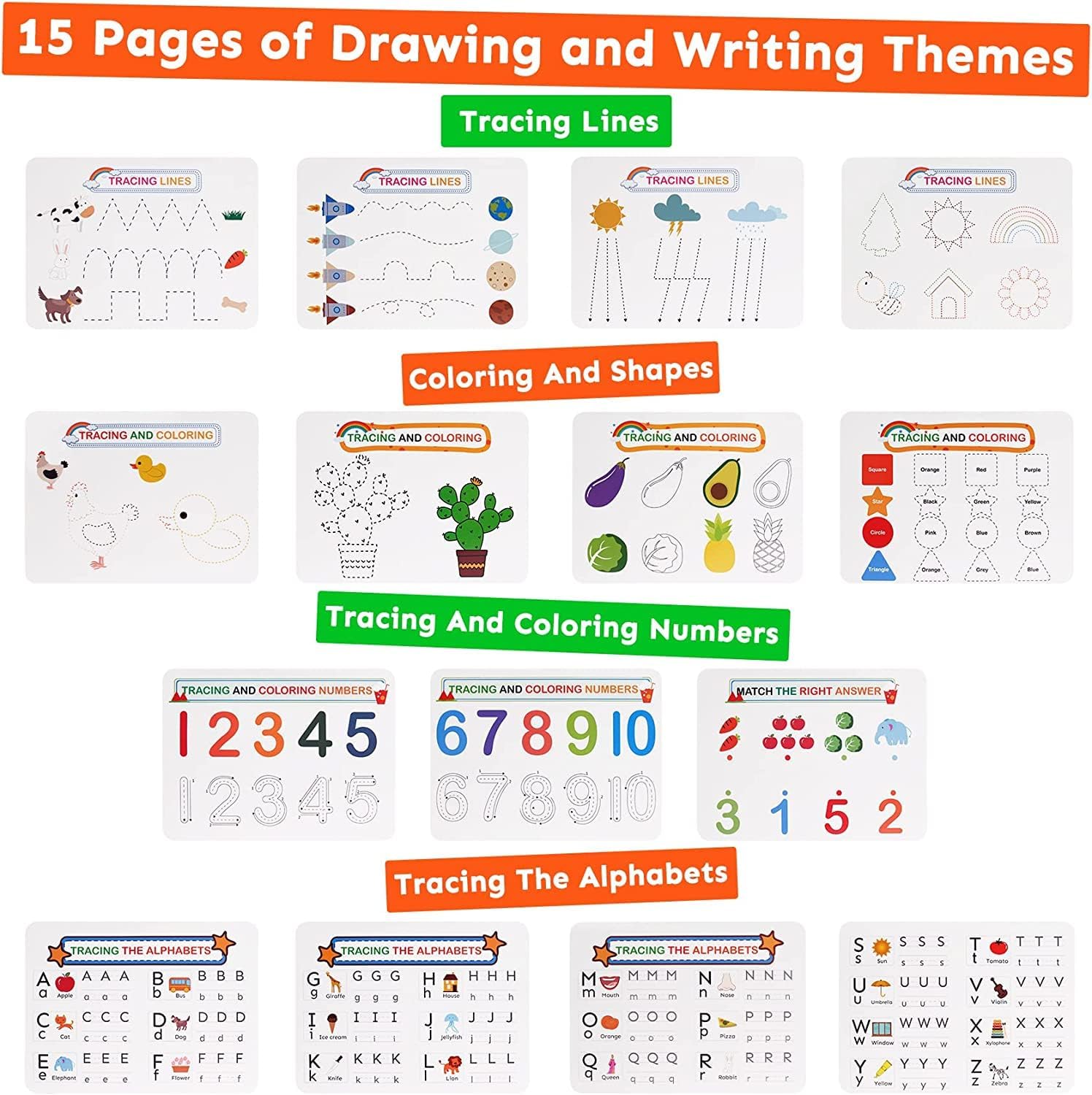 30 Themes Montessori Busy Book for Toddlers 1-5, Preschool Learning Activities with 8 Markers