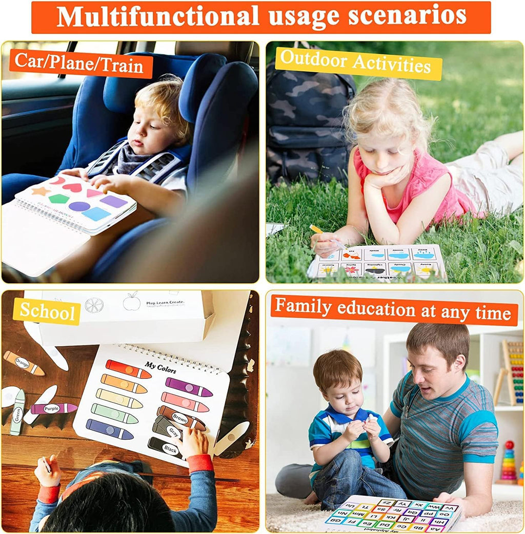 30 Themes Montessori Busy Book for Toddlers 1-5, Preschool Learning Activities with 8 Markers