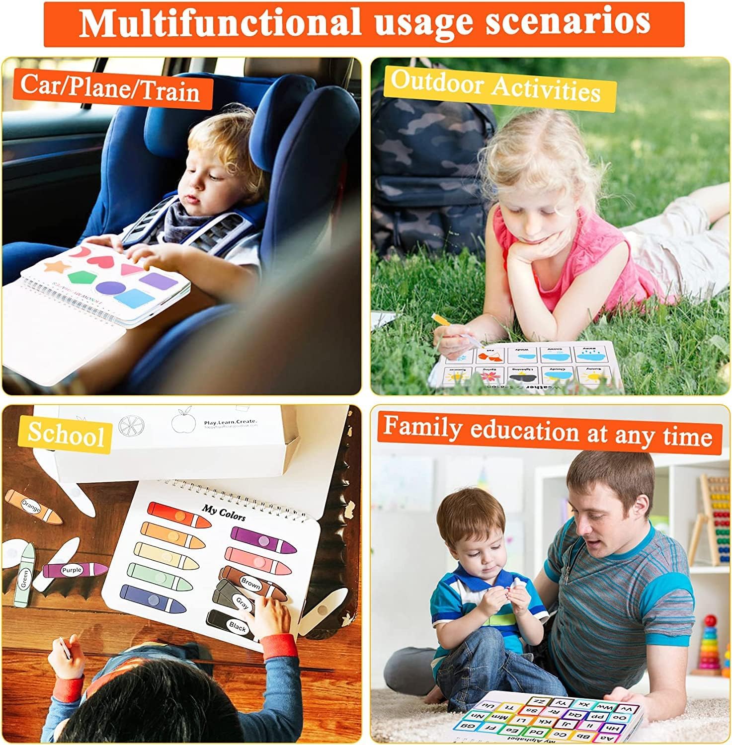 30 Themes Montessori Busy Book for Toddlers 1-5, Preschool Learning Activities with 8 Markers