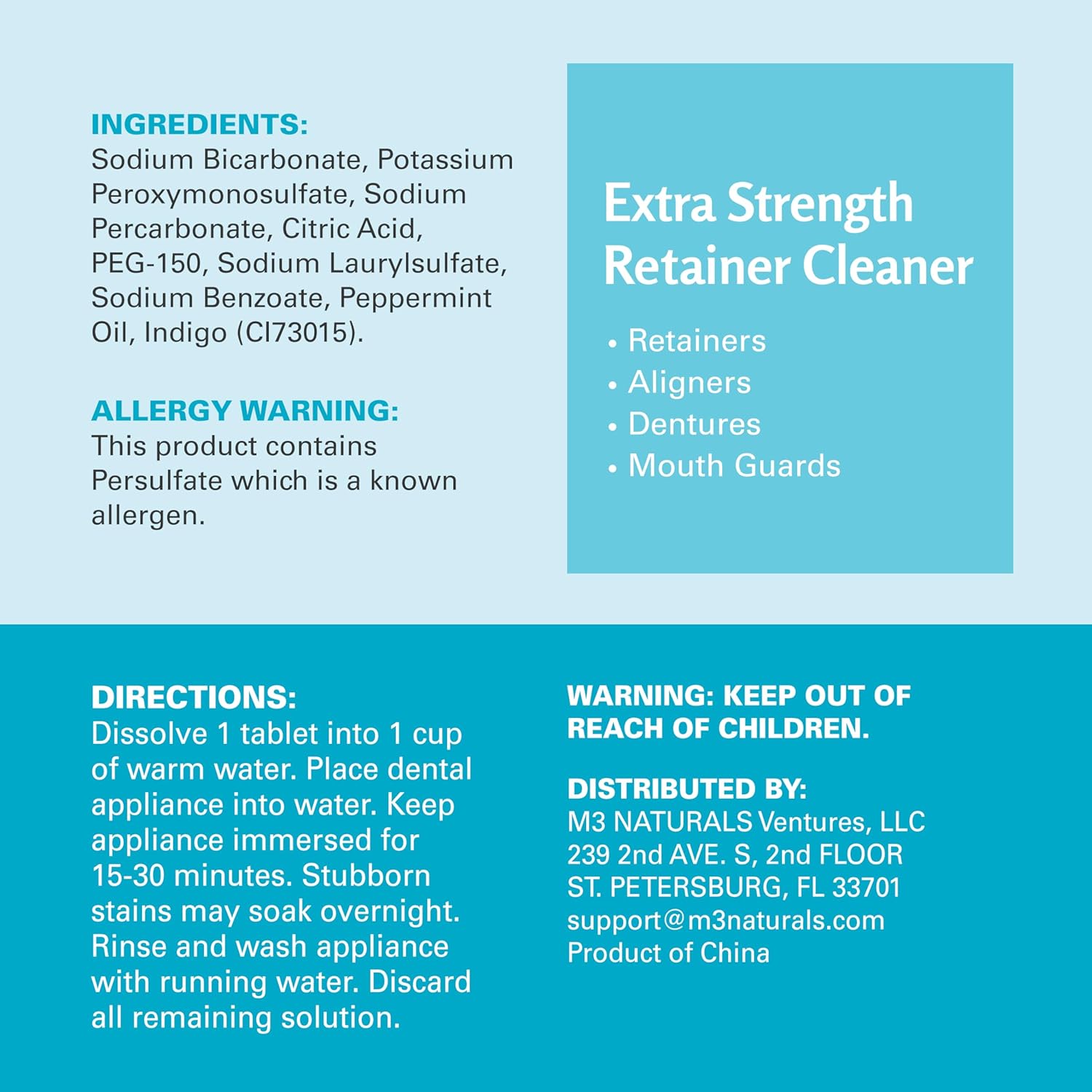 Extra Strength Dental Appliance Cleaner Tablets, 4 Month Supply, Removes Stains & Odors