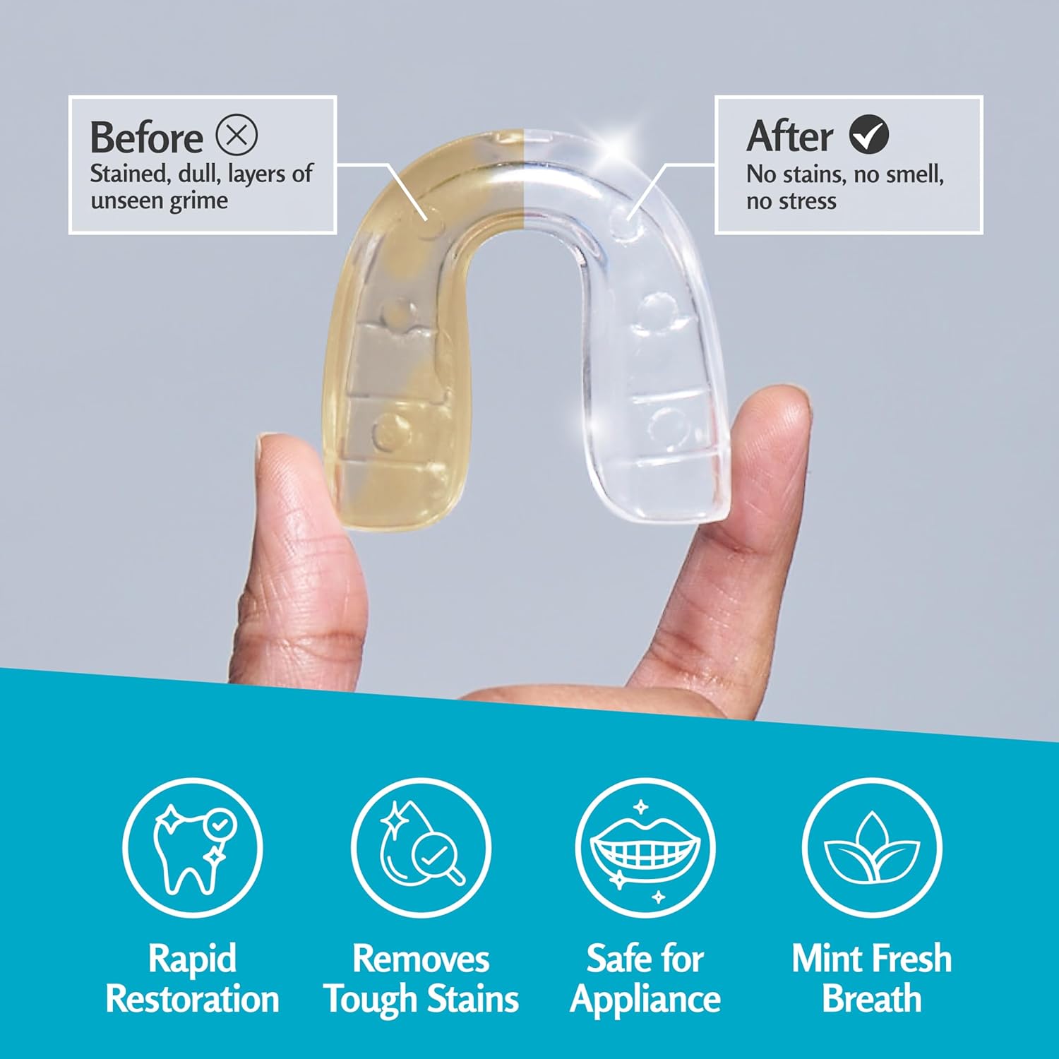 Extra Strength Dental Appliance Cleaner Tablets, 4 Month Supply, Removes Stains & Odors