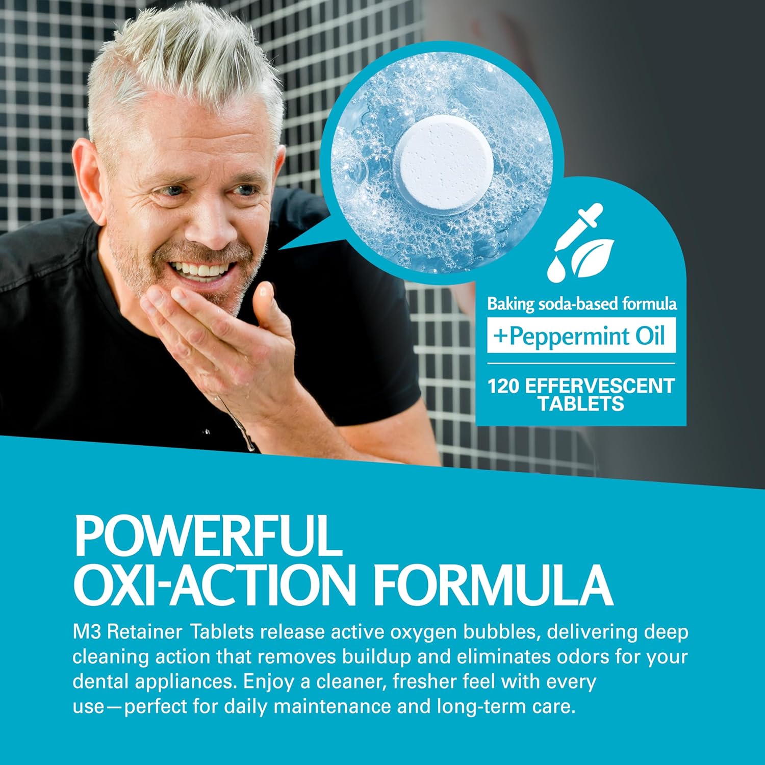 Extra Strength Dental Appliance Cleaner Tablets, 4 Month Supply, Removes Stains & Odors