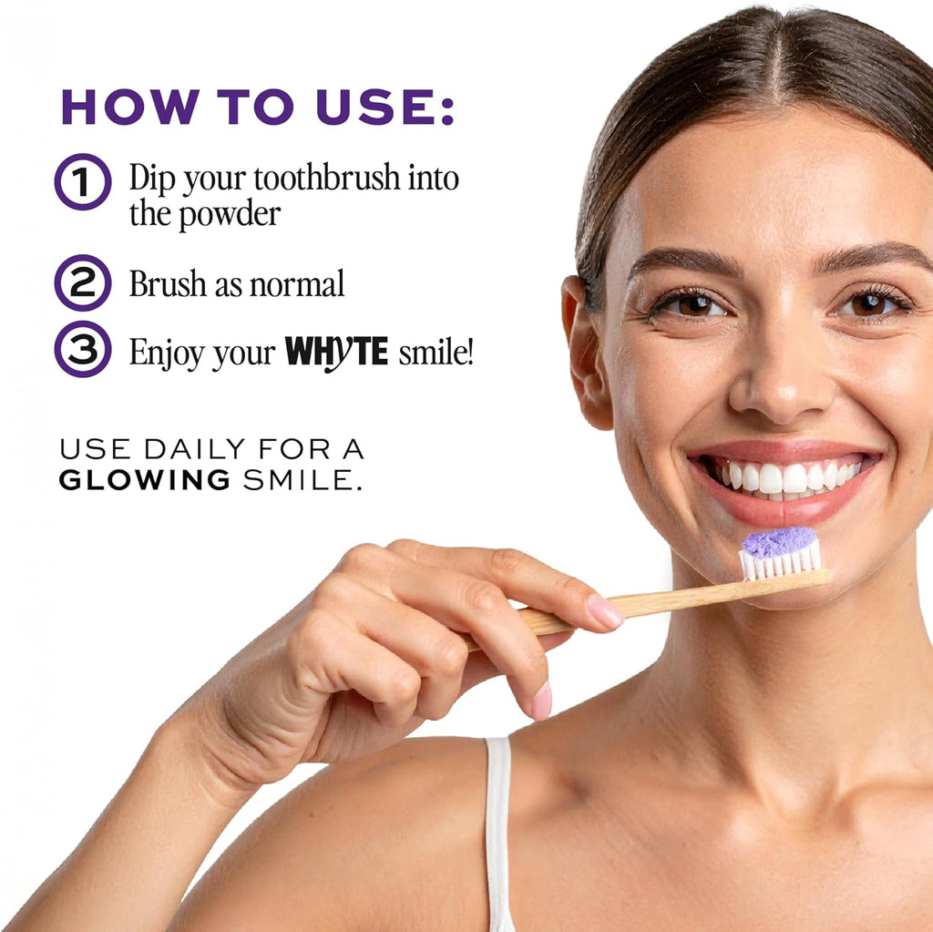 Professional Purple Teeth Whitening Powder for Sensitive Teeth - Mint Flavor with Hydroxyapatite