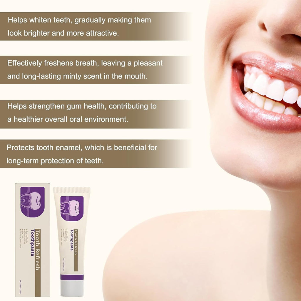 2-Pack Natural Toothpaste for Stain Removal & Enamel Repair, Fresh Breath & Deep Cleaning Formula