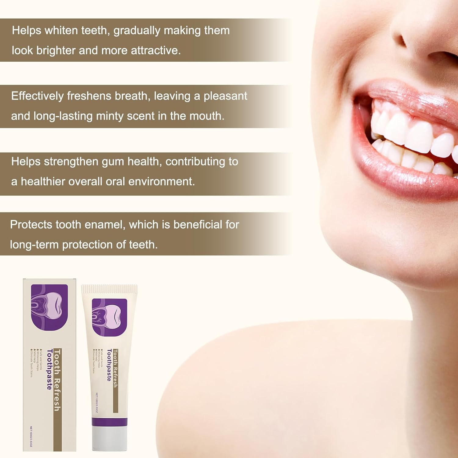 2-Pack Natural Toothpaste for Stain Removal & Enamel Repair, Fresh Breath & Deep Cleaning Formula