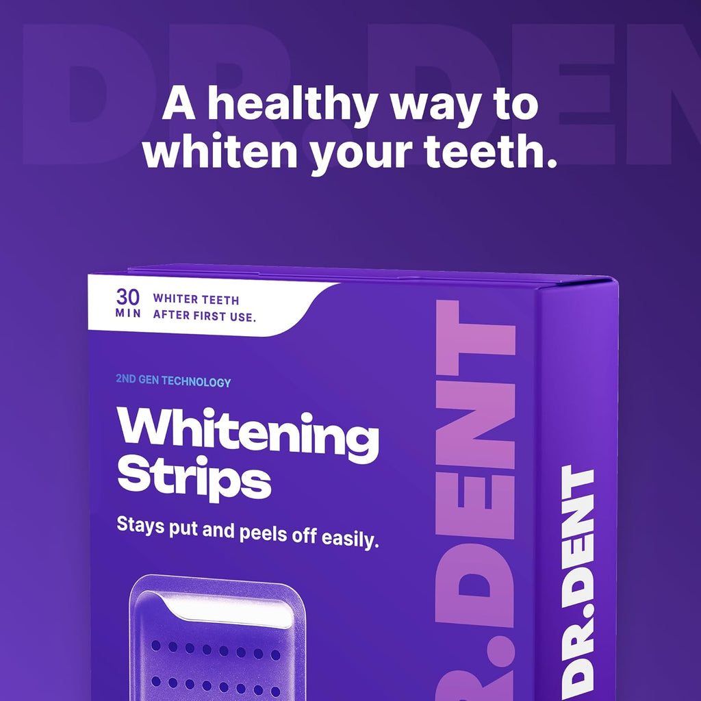 42-Count Purple Teeth Whitening Strips - 8x Brighter Smile, Enamel Safe, Non-Sensitive