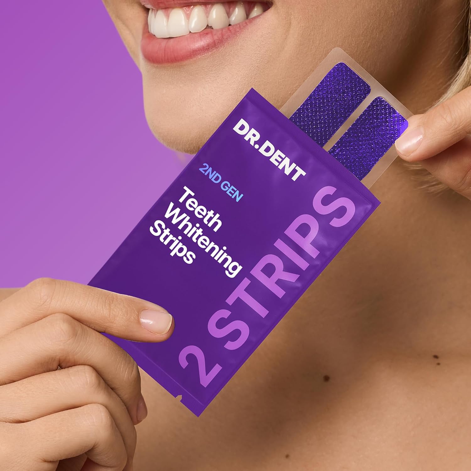 42-Count Purple Teeth Whitening Strips - 8x Brighter Smile, Enamel Safe, Non-Sensitive