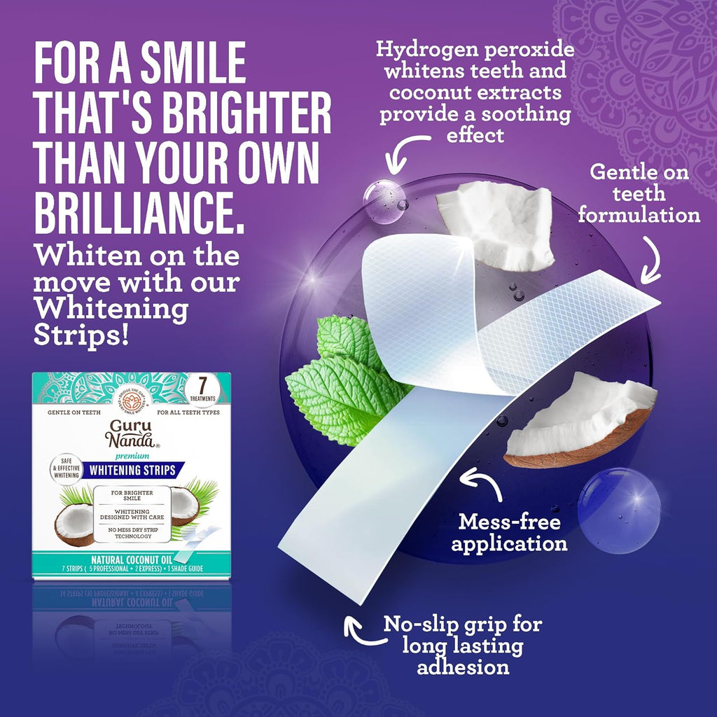 Complete Teeth Whitening Kit with Charcoal Oil Pulling, Dual-Chamber Mouthwash, Strips & Toothbrushes