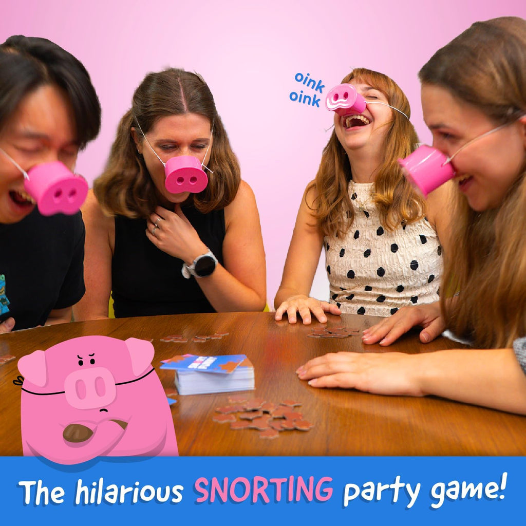Oinkcredible You Laugh You Lose Party Game with 150 Challenge Cards and Pig Snouts