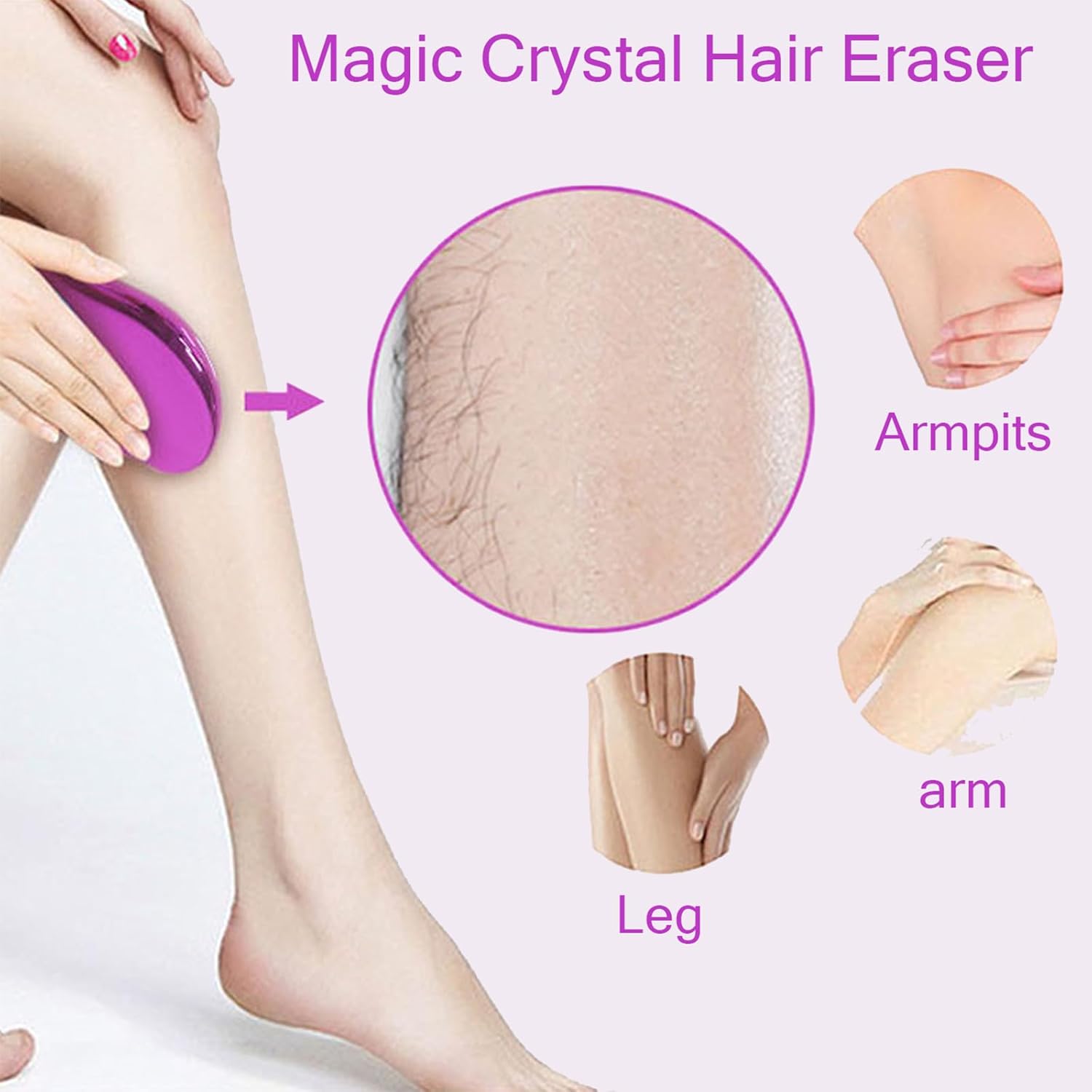 Reusable Crystal Hair Remover for All Body Areas - Painless Exfoliation Tool for Smooth Skin