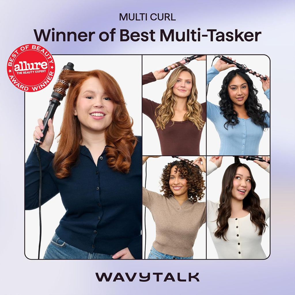 5-in-1 Curling Wand Set with Thermal Brush & 4 Interchangeable Ceramic Barrels (0.5”-1.25”)
