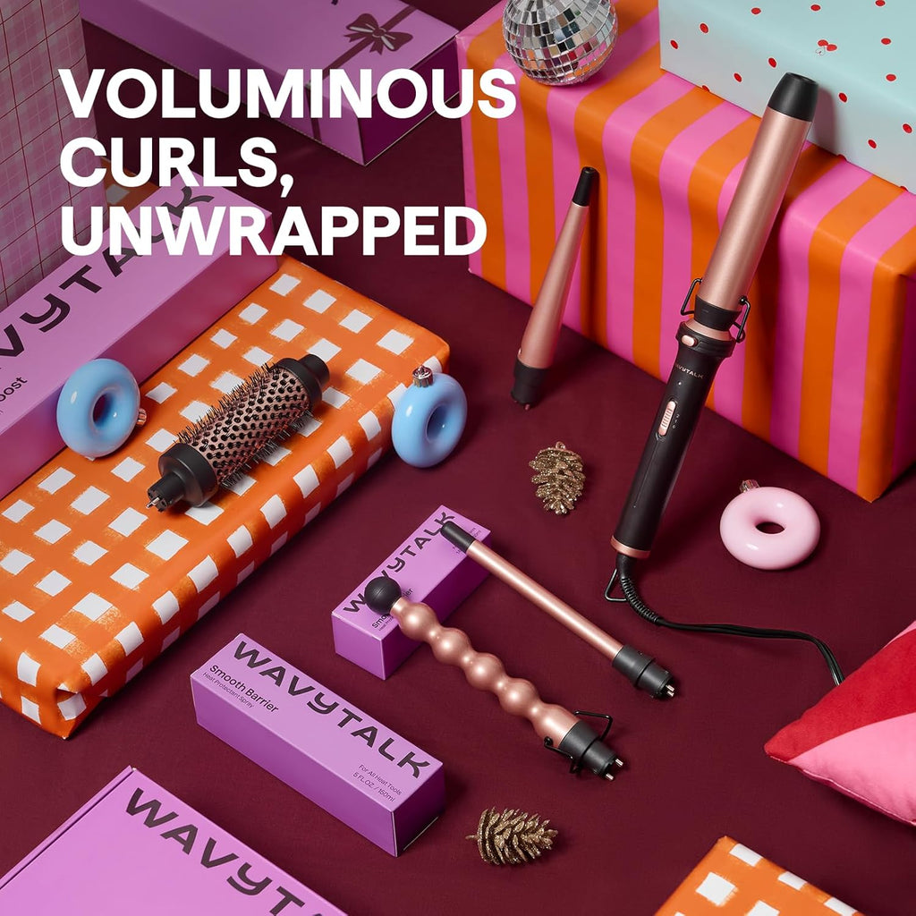 5-in-1 Curling Wand Set with Thermal Brush & 4 Interchangeable Ceramic Barrels (0.5”-1.25”)