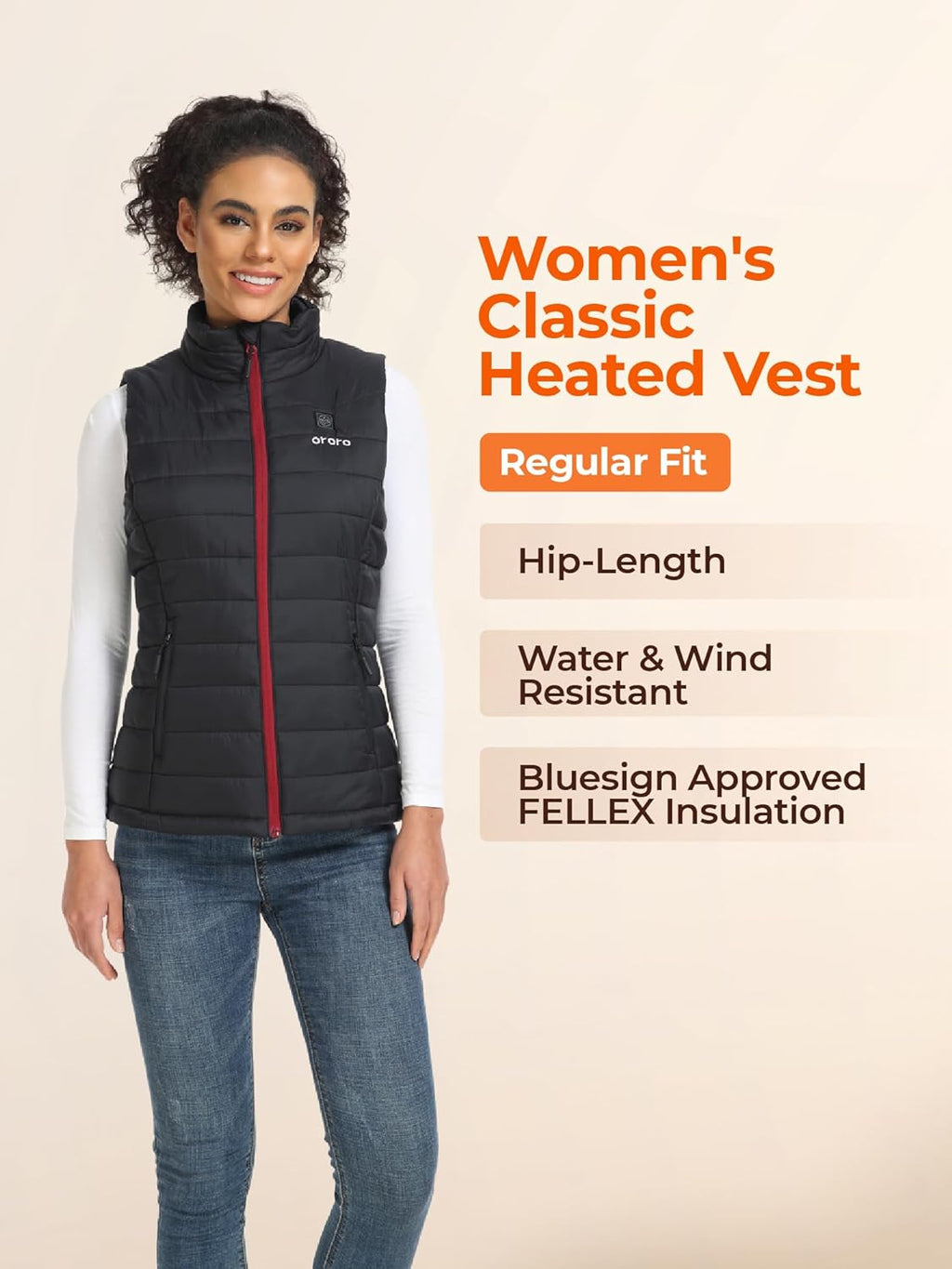 Women's Lightweight Heated Vest with USB-C Battery, Puffer Style