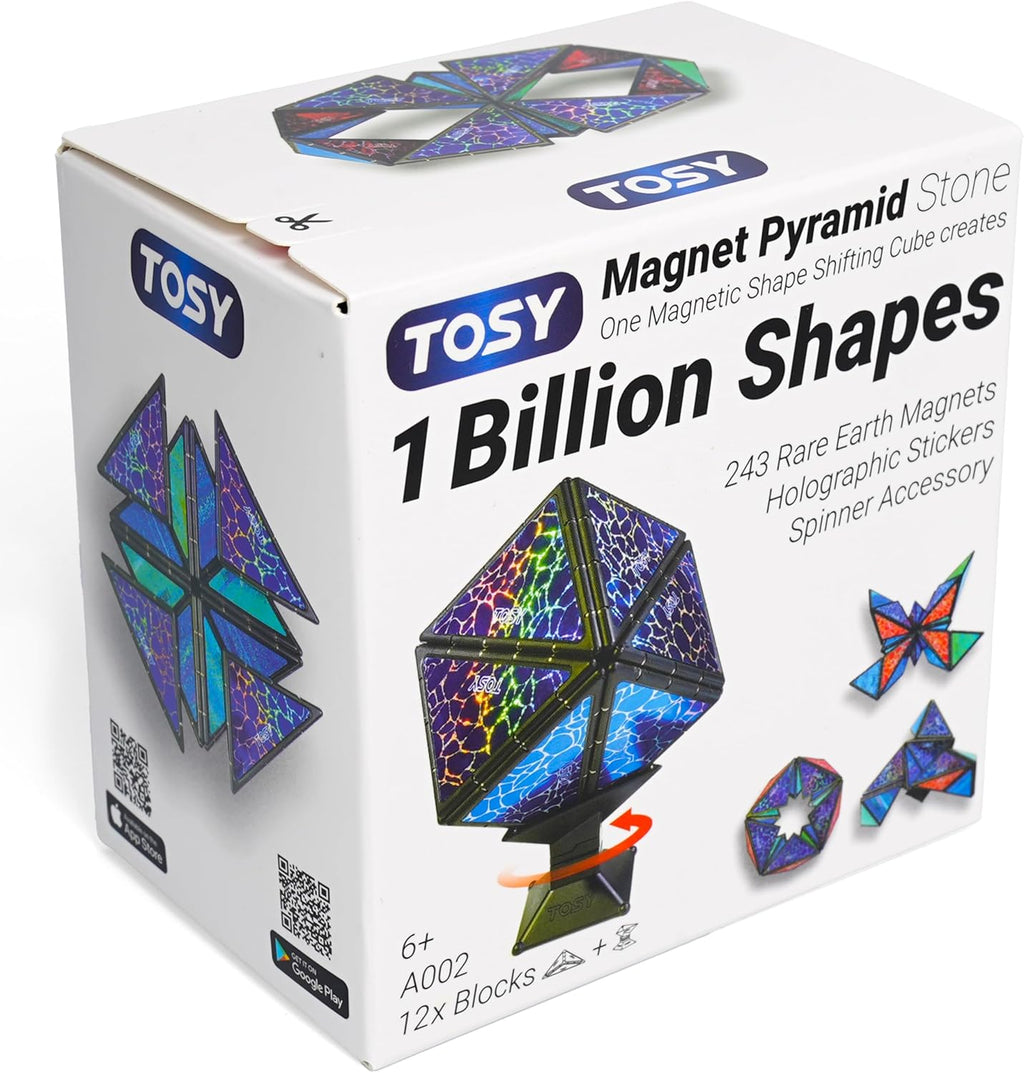 Magnetic Pyramid Puzzle: 14-Piece STEM Toy with 243 Magnets, 1 Billion Shapes