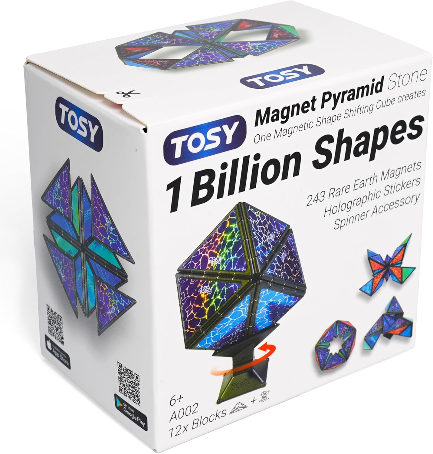 Magnetic Pyramid Puzzle: 14-Piece STEM Toy with 243 Magnets, 1 Billion Shapes