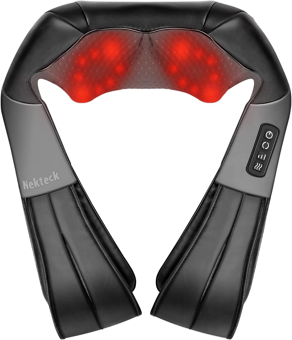 Shiatsu Neck Massager with Heat, 3D Kneading Deep Tissue Massage Pillow for Back Shoulder Pain Relief