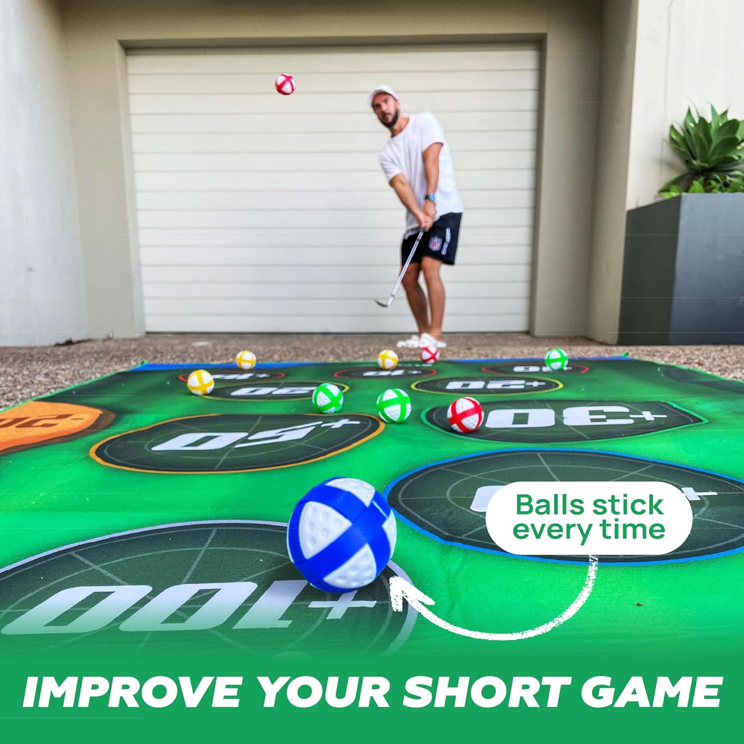 Sticky Ball Golf Chipping Set for Indoor & Outdoor Family Fun - Complete Portable Game