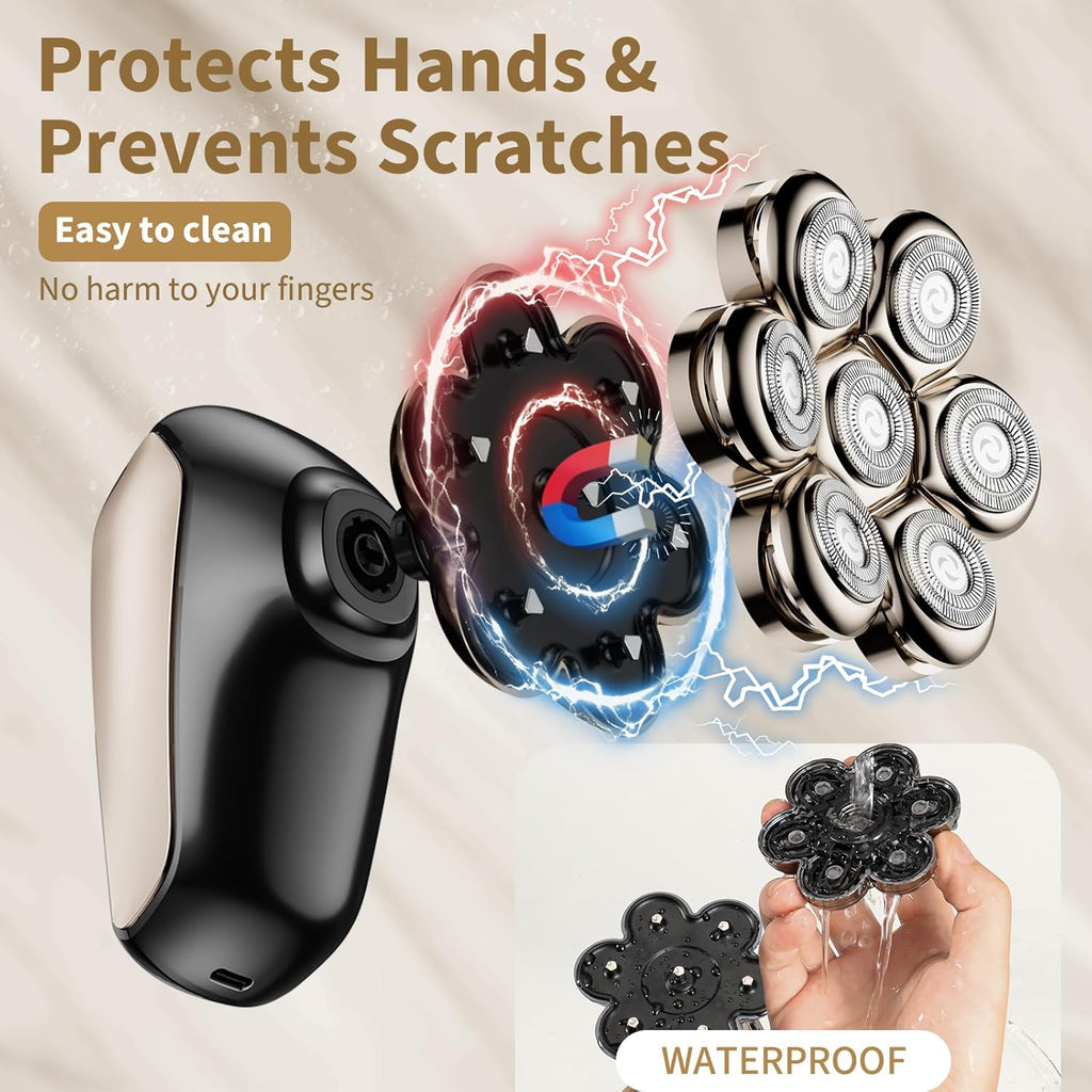 5-in-1 Electric Head Shaver for Bald Men: IPX7 Waterproof with Turbo Speed & LED Display