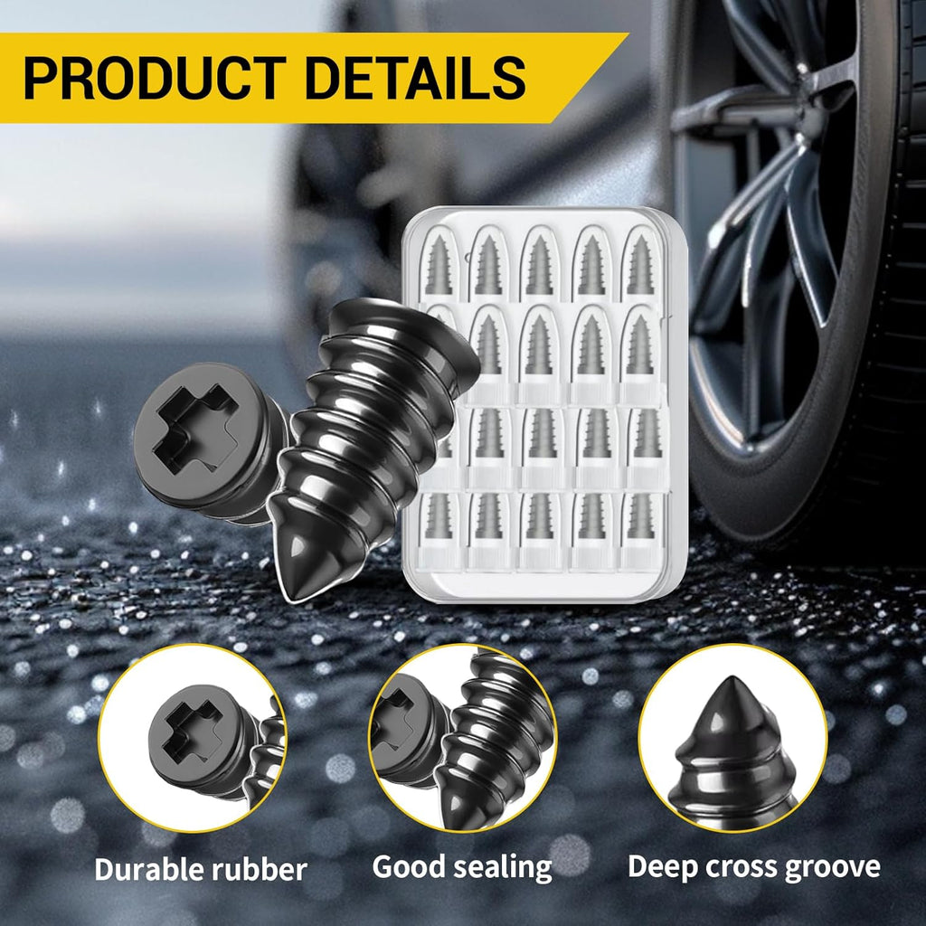 60-Piece Tire Repair Kit with 2 Sizes, Portable Plug Nails for DIY Tire Puncture Fix