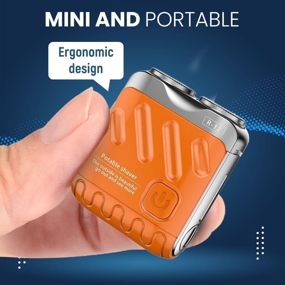 Portable Dual Ring Electric Shaver, Waterproof USB Rechargeable Mini Shaver with Magnetic Head