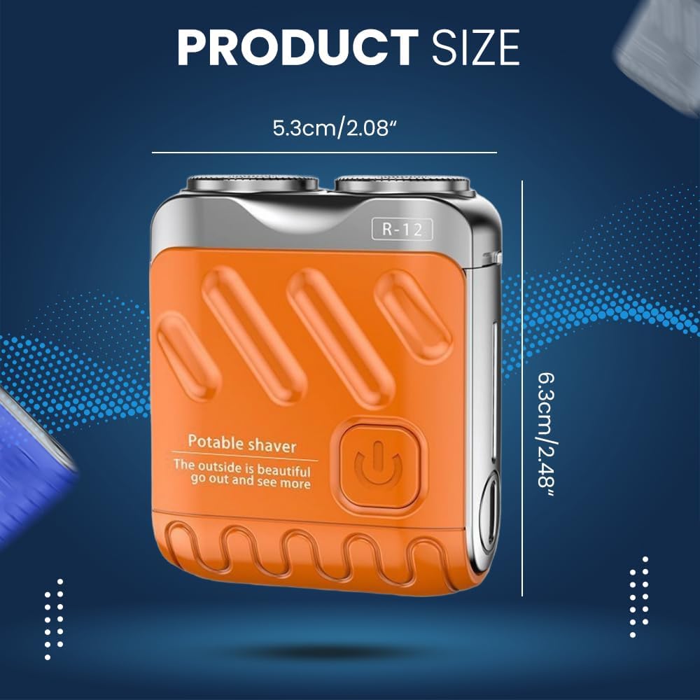 Portable Dual Ring Electric Shaver, Waterproof USB Rechargeable Mini Shaver with Magnetic Head