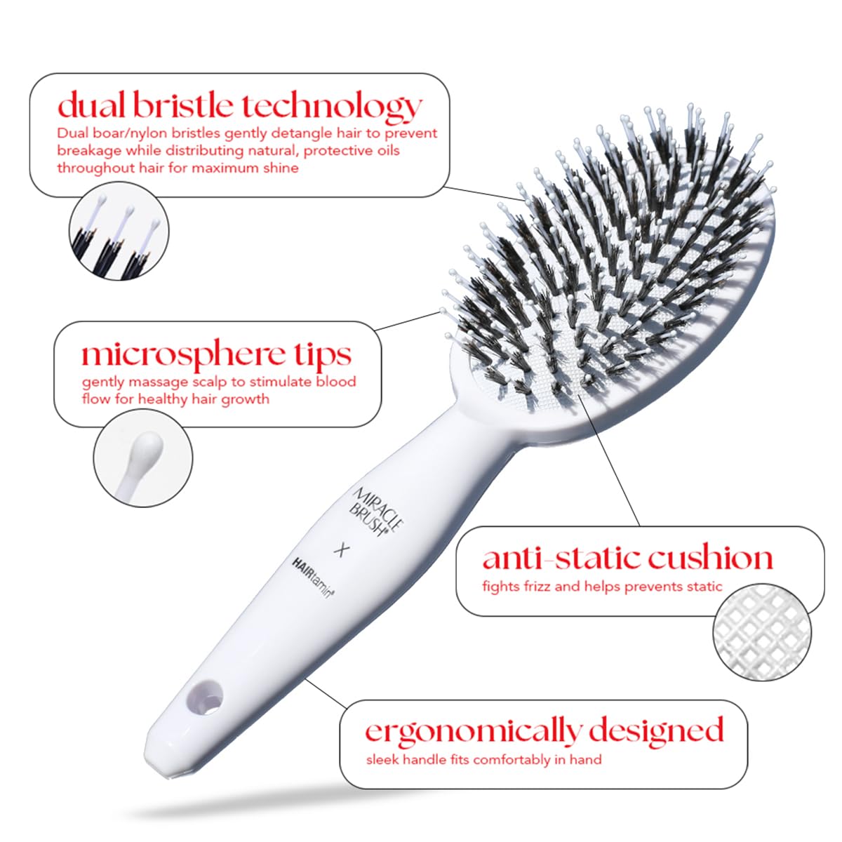 Universal Paddle Brush for Blow Drying, Detangling & Straightening | Anti-Static & Ergonomic