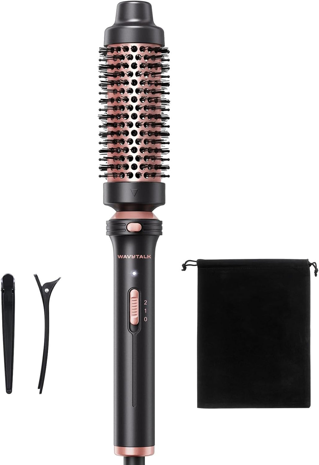 1.5 Inch Heated Round Brush with Detachable Head, Dual Voltage for Travel, Rose Gold