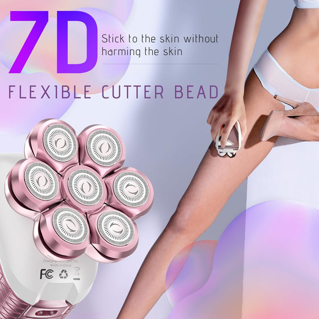 5-in-1 Women's Electric Shaver: Rechargeable Wet/Dry Body Hair Remover & Facial Trimmer