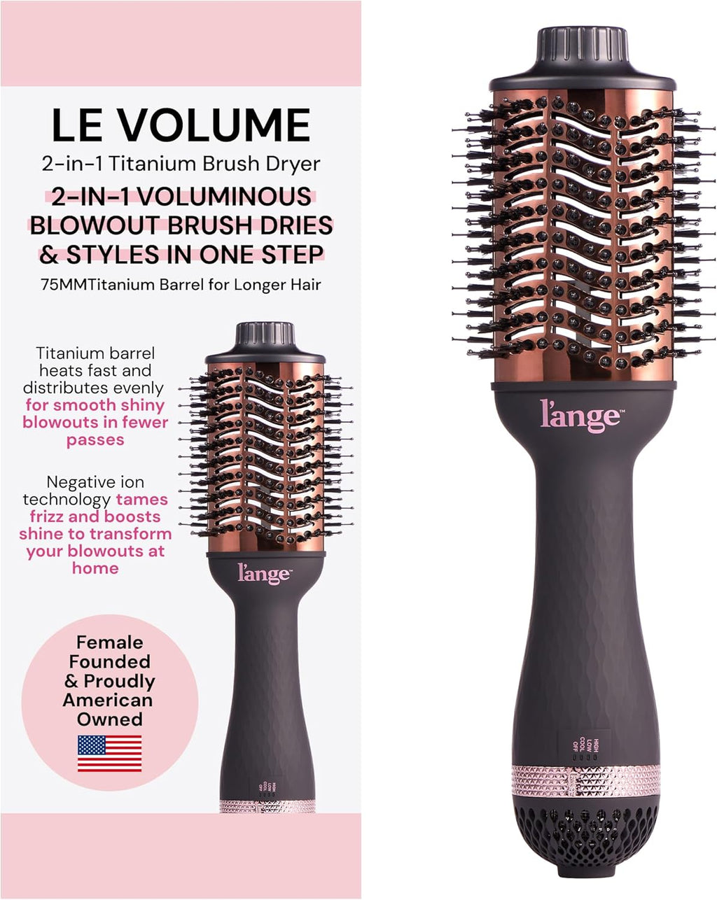 2-in-1 Titanium Hot Air Brush for Smooth, Frizz-Free Volume | 75mm Oval Barrel