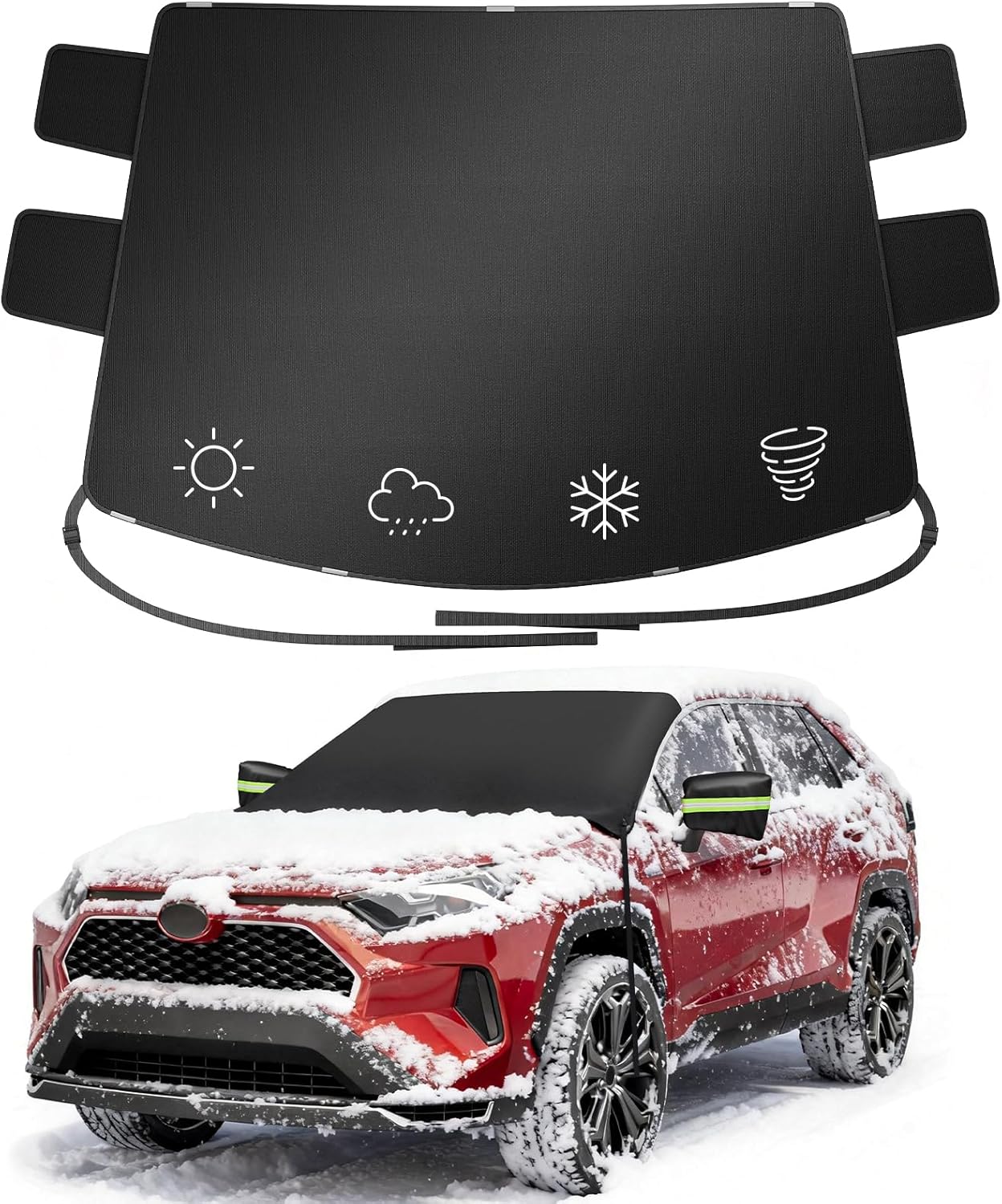 2026 Upgrade Windshield Snow Cover for Ice & Snow - 600D Heavy Magnetic Anti-Hail Protector, Fits Large SUVs & Trucks