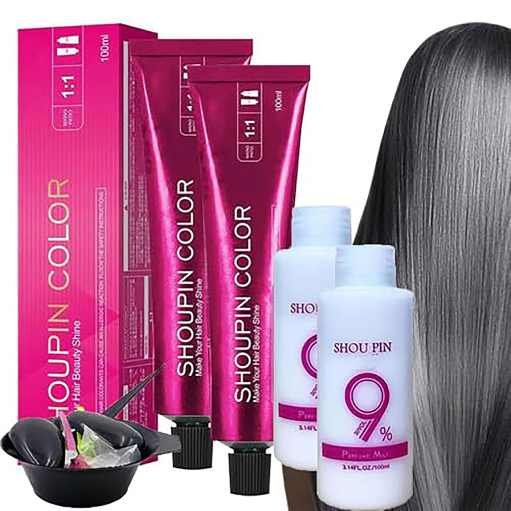 No-Bleach Silver-Grey & Smoke Hair Color Cream Kit - 2 Piece Set with Tools