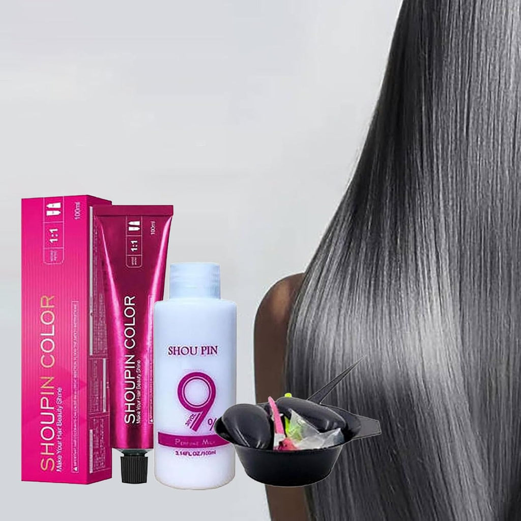 No-Bleach Silver-Grey & Smoke Hair Color Cream Kit - 2 Piece Set with Tools