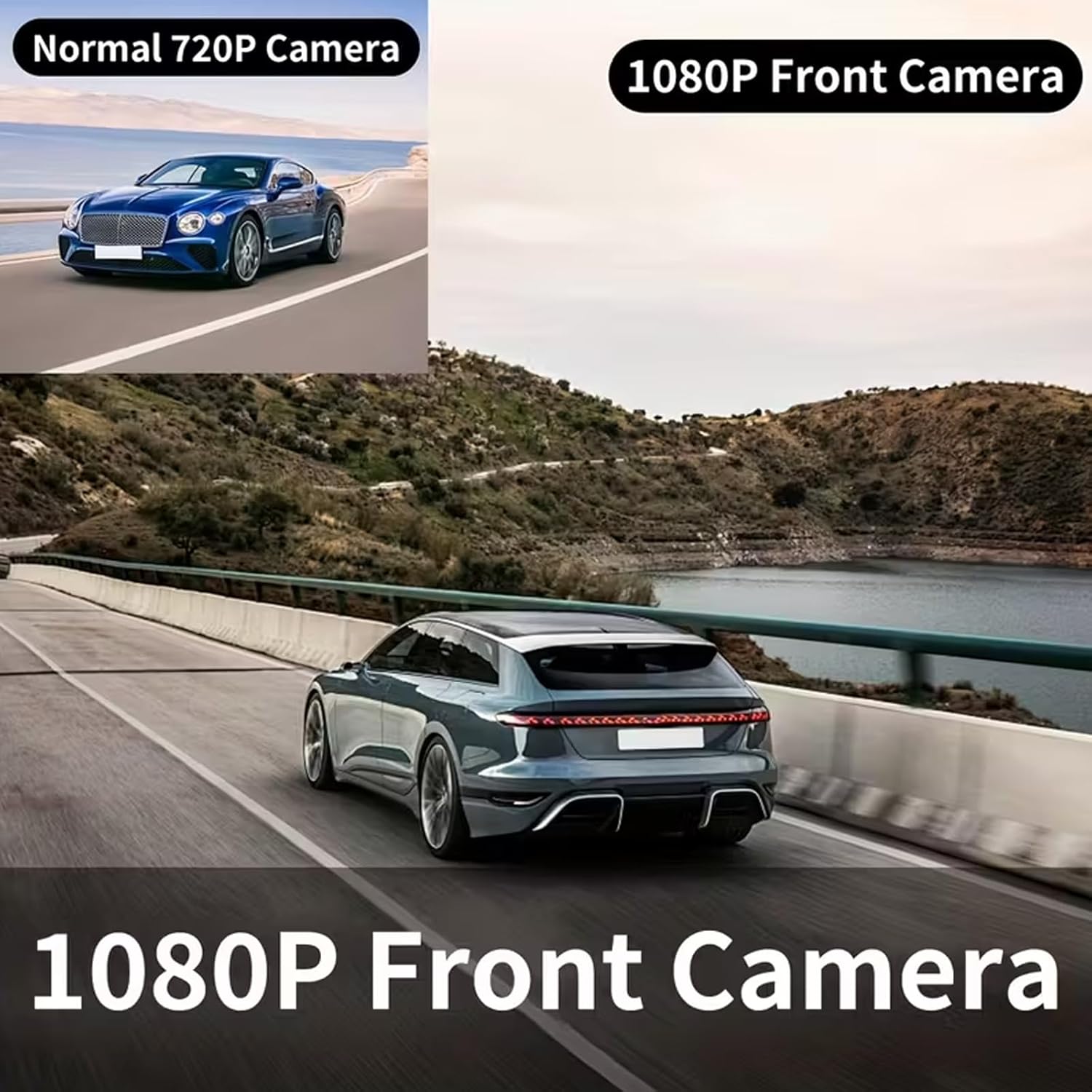 1080P Dual Dash Cam with IR Night Vision, Loop Recording, 150° Wide Angle, 3.16" IPS Screen
