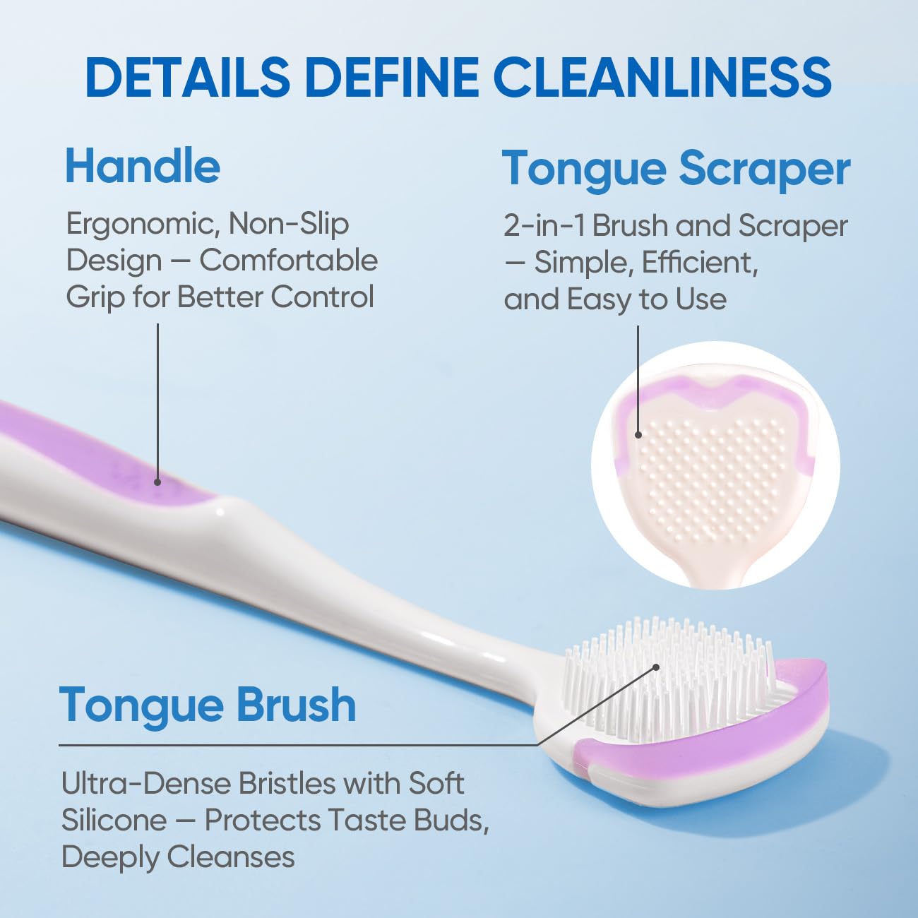 Tongue Cleaner Gel with Brush - Fresh Breath Oral Care Kit for Bad Breath Removal