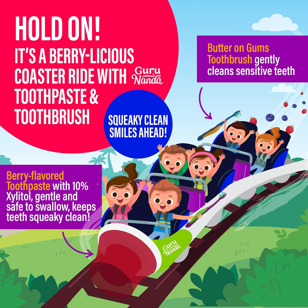 Kids Oral Care Kit with Toothpaste, Water Flosser, Oil Pulling Mouthwash & Floss Picks